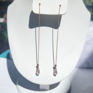 Rose Gold Plated Dangle Drop Heart Earrings